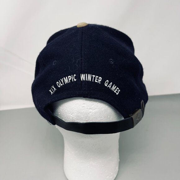 Salt‎ Lake 2002 Mens Hat Navy Beige Wool Olympic Winter Games Strapback Cap - Picture 3 of 9